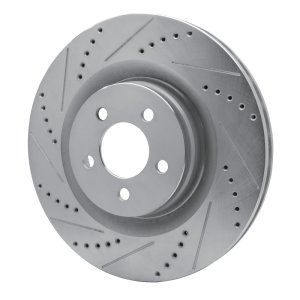 Chrysler 300 Brake Rotor (1) - Front Left - R1 Concepts - Drilled & Slotted - Silver - `05-`23
